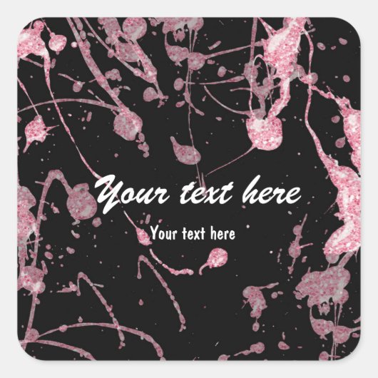 Etiket Roze Glitter Paint Splatter party sticker (Voorkant)