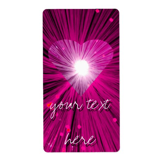 Etiket Roze Heart "Jouw tekst" (Voorkant)