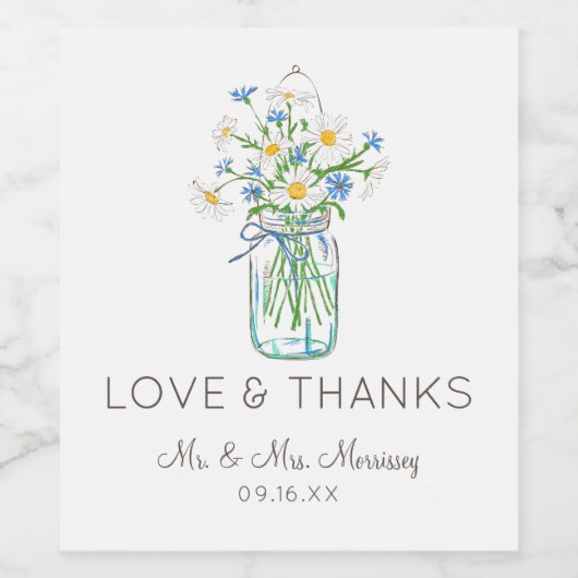 Etiket Rustic Mason Jar bruiloft (Enkel label)
