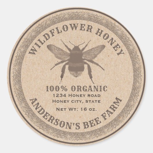 Etiket  rustige Kraft bee (Voorkant)