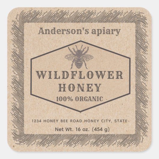 Etiket  rustige Kraft bijen (Voorkant)