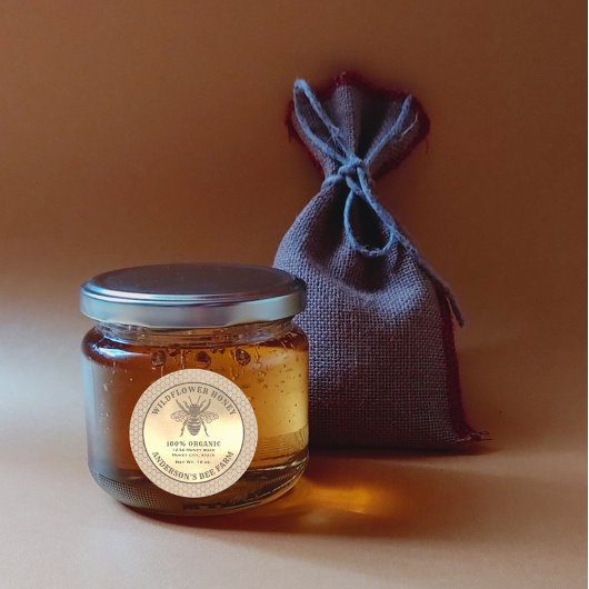 Etiket rustige Kraft gold bee honey jar