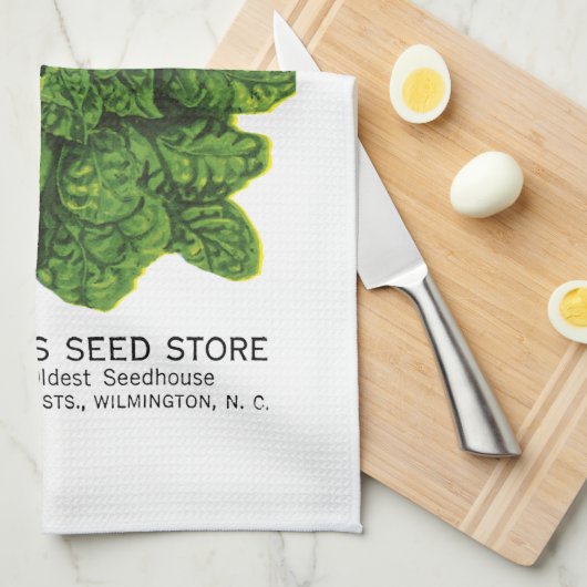 Etiket spinazie theedoek (Quarter Fold)