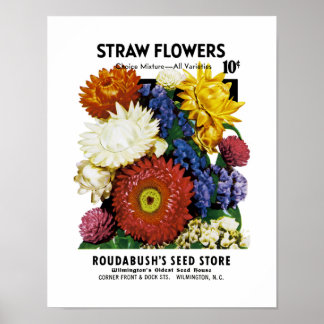 Etiket stro Flowers Seed Packet Label Poster
