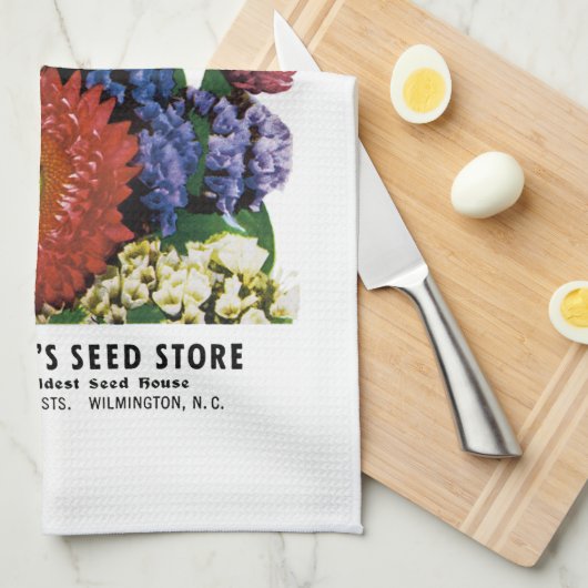Etiket stro Flowers Seed Packet Label Theedoek (Quarter Fold)
