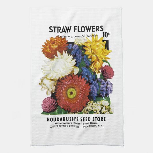 Etiket stro Flowers Seed Packet Label Theedoek (Verticaal)