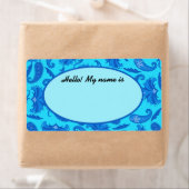 Etiket Turquoise & Blue Paisley Name Tag (Insitu)