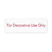 Etiket "Uitsluitend voor decoratief gebruik" (Voorkant)