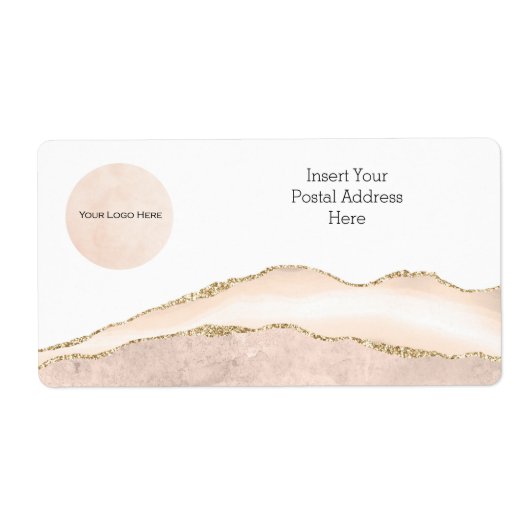Etiket uw Logo Blush & Gold Address Label (Voorkant)