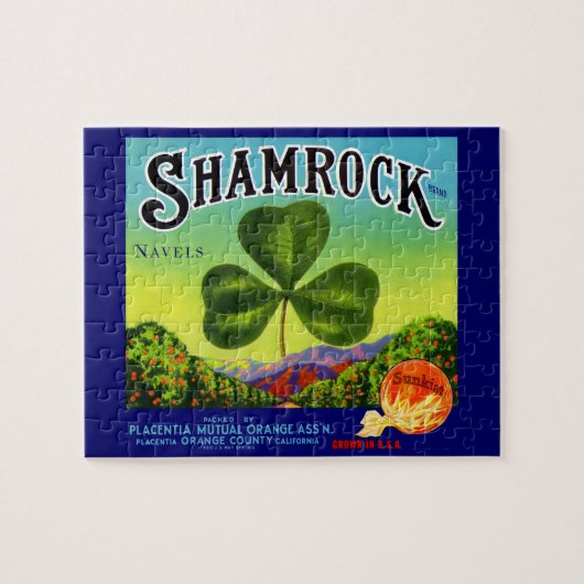 Etiket van 1930 op fruitkratten Shamrock Navel Sin Legpuzzel (Horizontaal)