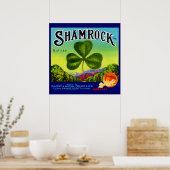 Etiket van 1930 op fruitkratten Shamrock Navel Sin Poster (Keuken)