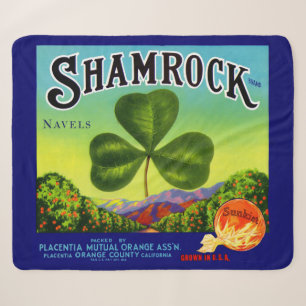 Etiket van 1930 op fruitkratten Shamrock Navel Sin Sherpa Deken