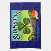 Etiket van 1930 op fruitkratten Shamrock Navel Sin Theedoek (Verticaal)