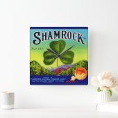 Etiket van 1930 op fruitkratten Shamrock Navel Sin Vierkante Klok (Huis)