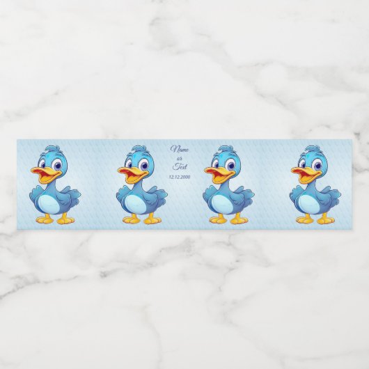 Etiket van blauwe eend-waterfles (Enkel label)