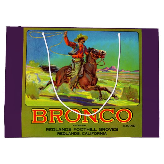 Etiket van Bronco-vruchten uit de jaren '20 Groot Cadeauzakje (Achterkant)