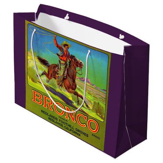 Etiket van Bronco-vruchten uit de jaren '20 Groot Cadeauzakje (Achterkant Gekanteld)