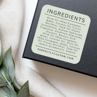 Etiket van de lijst van lichtgroene ingrediënten