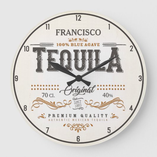  etiket van de liquor ADD NAAM Mexicaanse Tequila  Grote Klok (Voorkant)