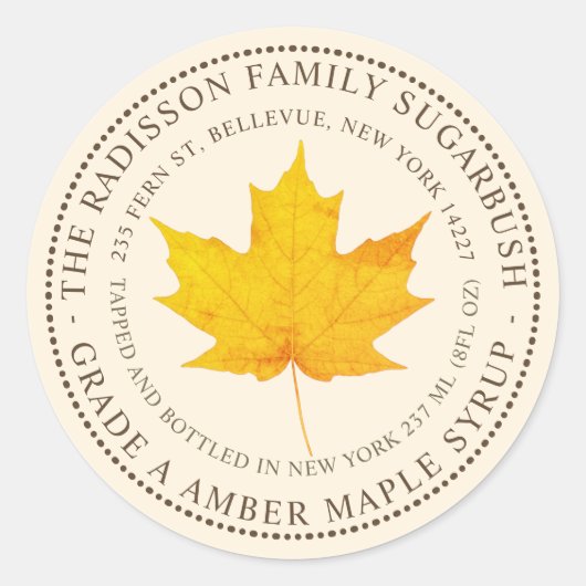 ETIKET VAN DE STAAT VAN HET SYRUP VAN HET MAPEL (Voorkant)