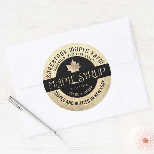 ETIKET VAN DE STAATSNAAM VAN HET MAPELSYRUP GOLD E (Envelop)