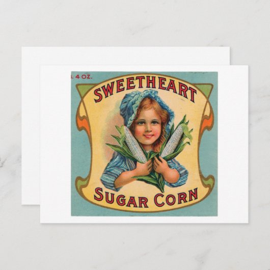  etiket van de suikermaïs briefkaart (Voorkant / Achterkant)