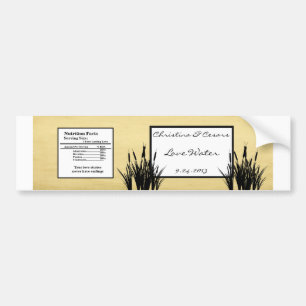 Etiket van de waterfles Cattail/Dragonfly Silhouet Bumpersticker