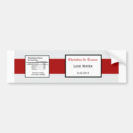 Etiket van de waterfles Grijs Rood Formele Druk Bumpersticker (Voorkant)