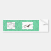 Etiket van de waterfles Mint Wit Damaskus Kant Pri Bumpersticker (Voorkant)
