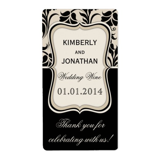 Etiket van de wijnfles Elegant beige en zwart (Voorkant)