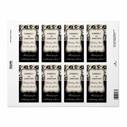 Etiket van de wijnfles Elegant beige en zwart (Full Sheet)