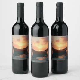 etiket van de wijnfles van het zeilschip