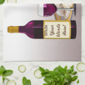 ETIKET VAN DE WIJNFLES, WIJNGLAS, KAAS PERSOONLIJK THEEDOEK (Gevouwen)