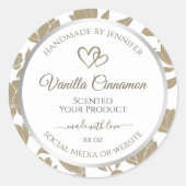 Etiket van fijn hart beige en witte flora (Voorkant)