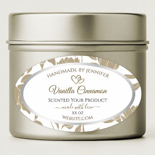 Etiket van fijn hart beige en witte flora