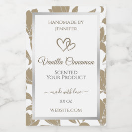 Etiket van fijn hart beige en witte flora