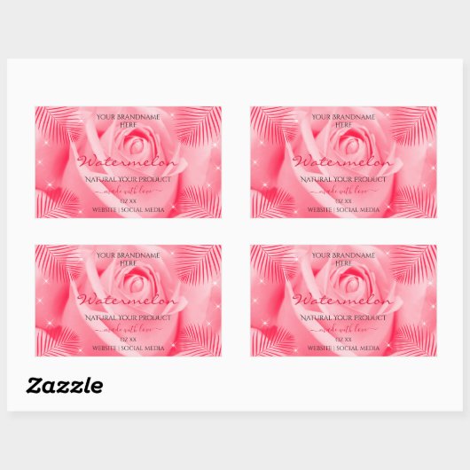 Etiket van Floral Roze en rode palmbladeren (Vel)