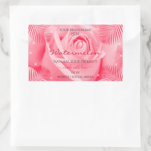 Etiket van Floral Roze en rode palmbladeren (Tas)