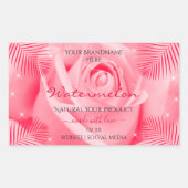 Etiket van Floral Roze en rode palmbladeren (Voorkant)