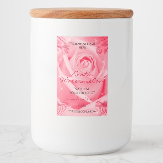 Etiket van Floral Roze en rode palmbladeren (Voorkant)