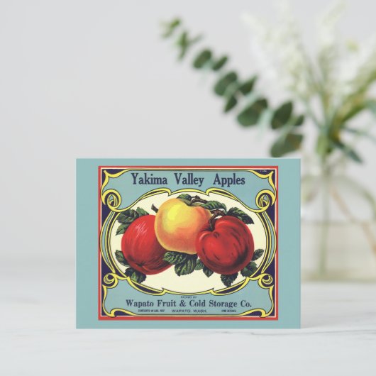  etiket van fruitkratten Art Yakima Valley Apples Briefkaart (Staand voorkant)