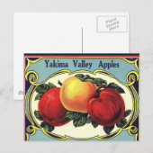  etiket van fruitkratten Art Yakima Valley Apples Briefkaart (Voorkant / Achterkant)