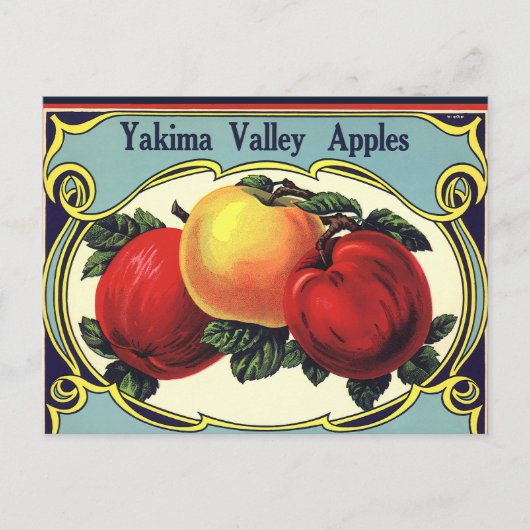  etiket van fruitkratten Art Yakima Valley Apples Briefkaart (Voorkant)
