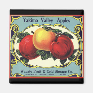 etiket van fruitkratten Art Yakima Valley Apples Magneet