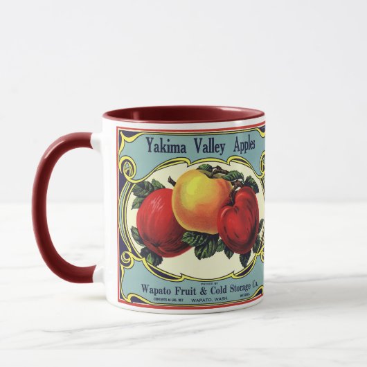  etiket van fruitkratten Art Yakima Valley Apples Mok (Links)
