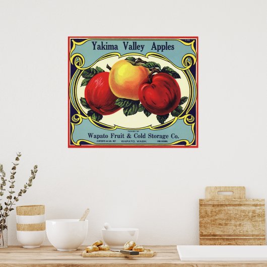  etiket van fruitkratten Art Yakima Valley Apples Poster (Keuken)