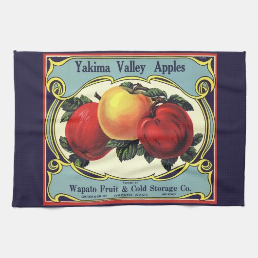  etiket van fruitkratten Art Yakima Valley Apples Theedoek (Horizontaal)