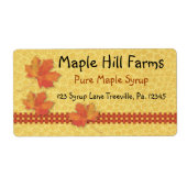 Etiket van het product op de ahornstroop (Voorkant)