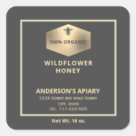 Etiket van honingbijen met een modern goudhoningbi