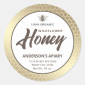 Etiket van honingbijen met een modern goudhoningbi (Voorkant)